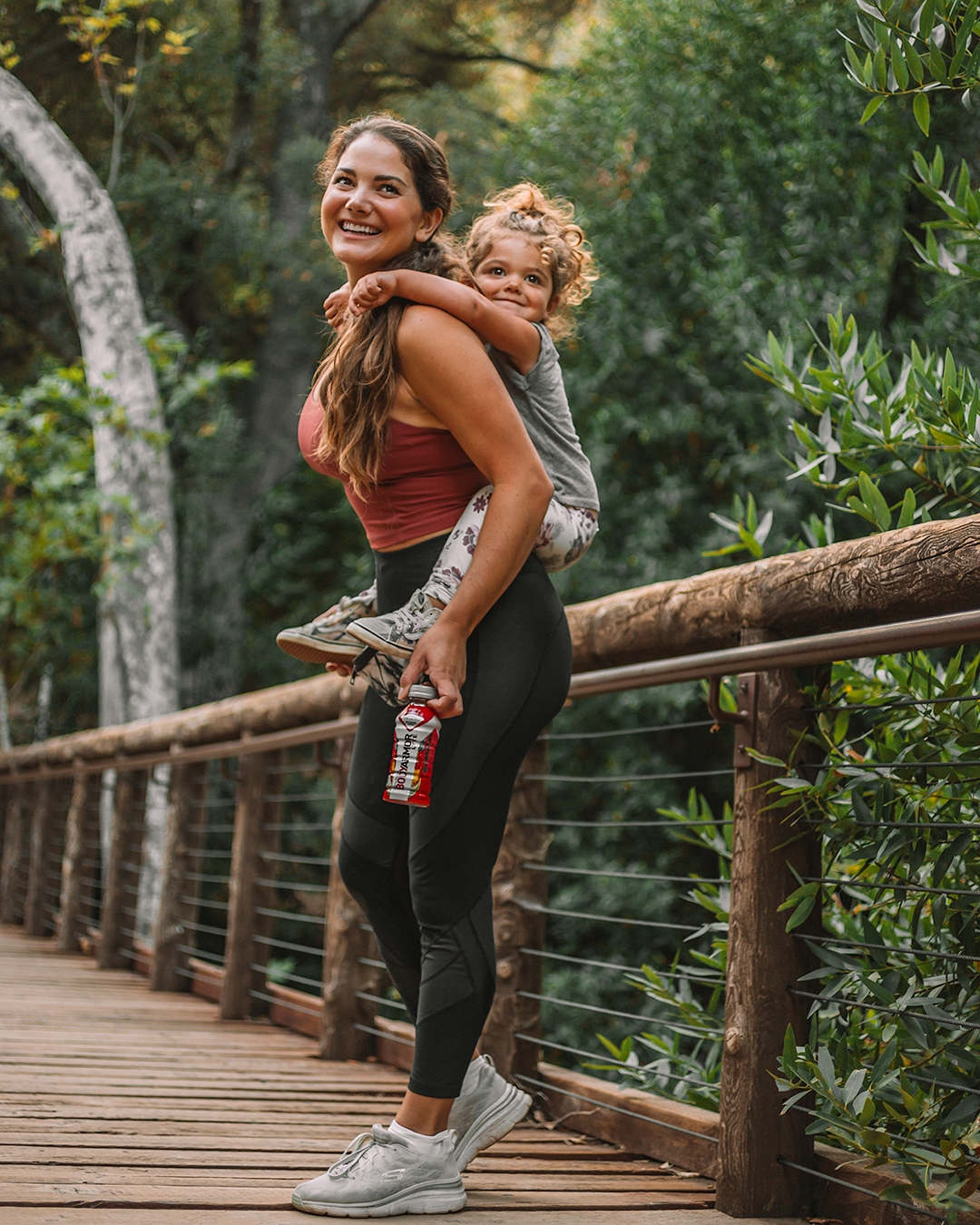 mom and toddler hiking