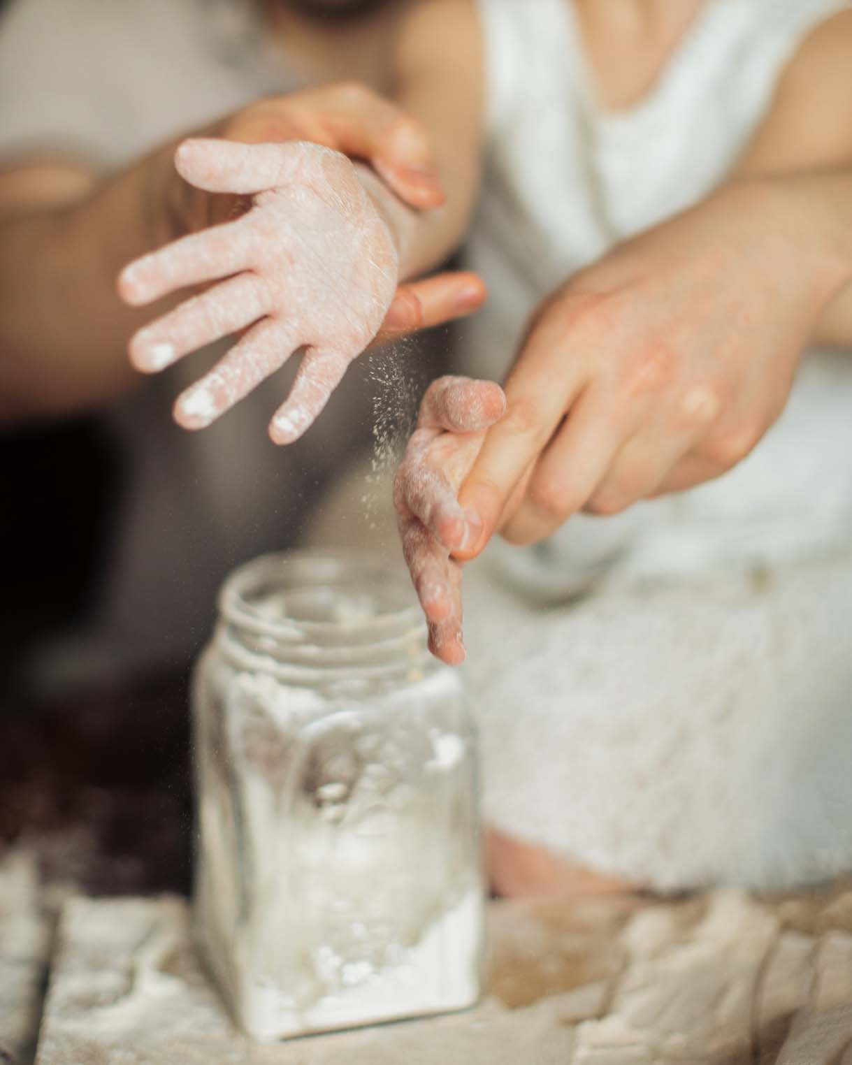 hands with flour