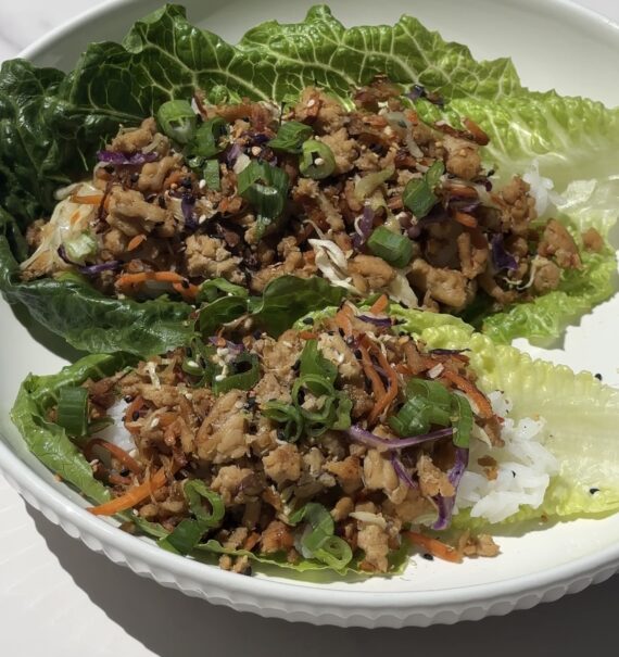 sesame chicken lettuce wraps with rice