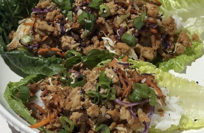 sesame chicken lettuce wraps with rice