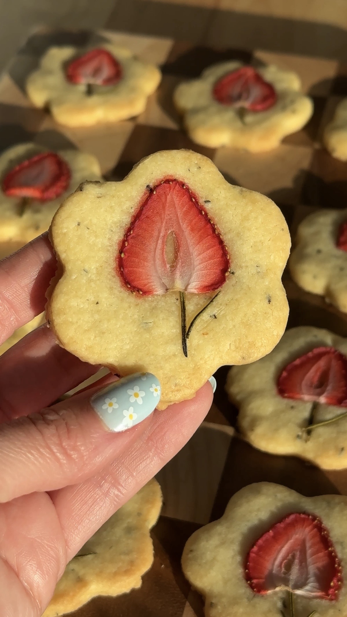 rosemary shortbread flower cookies