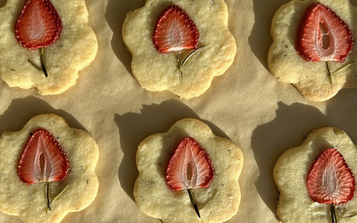 Rosemary Shortbread Flower Cookies