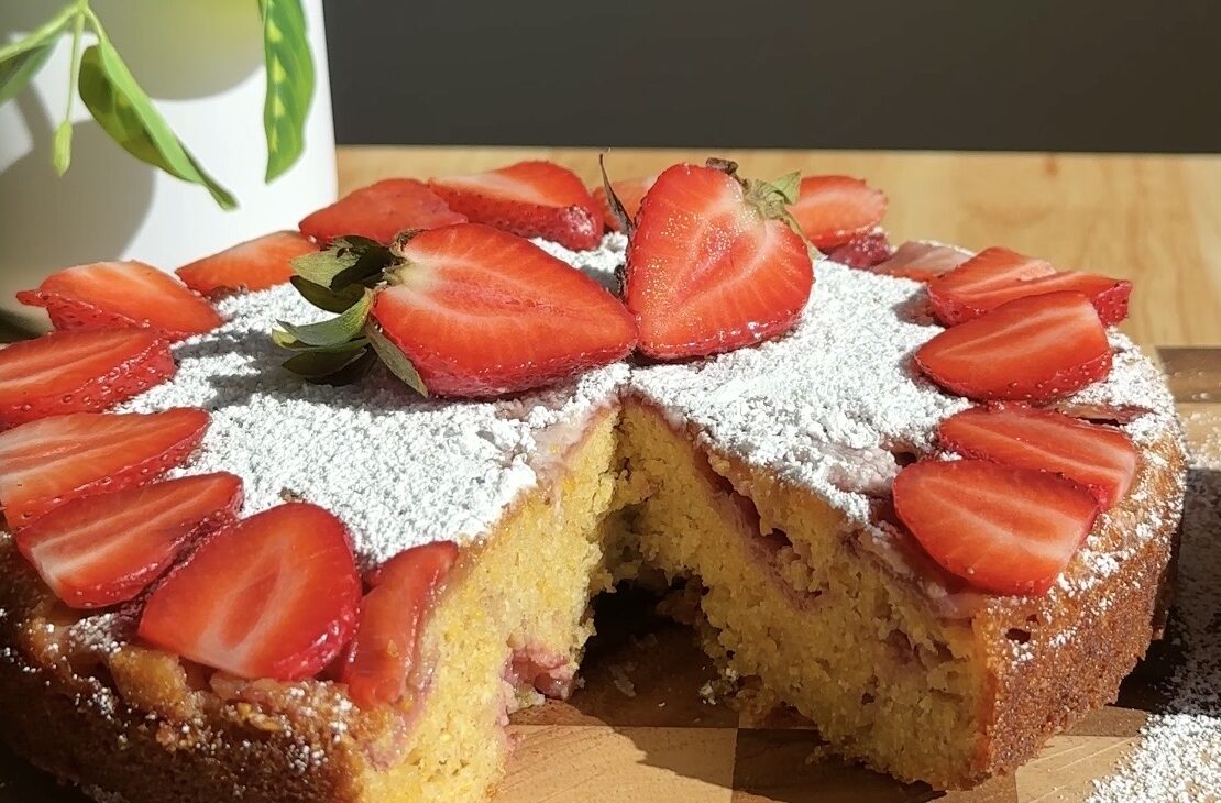 Strawberry Olive Oil Corn Cake