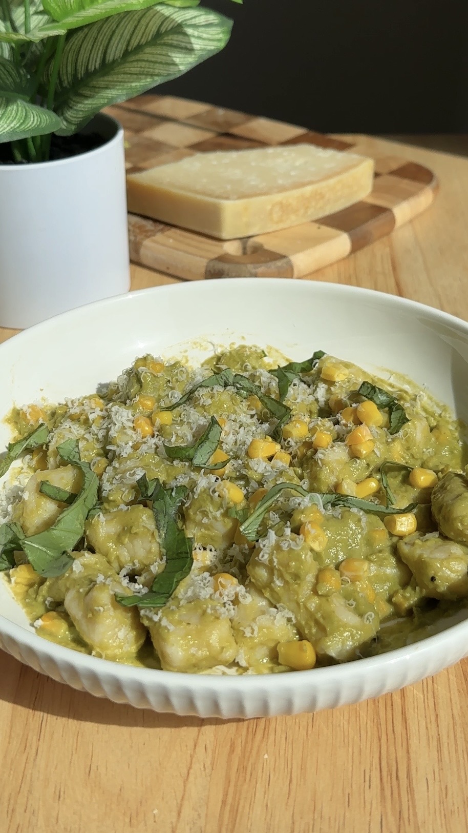 sweet corn and basil ricotta gnocchi