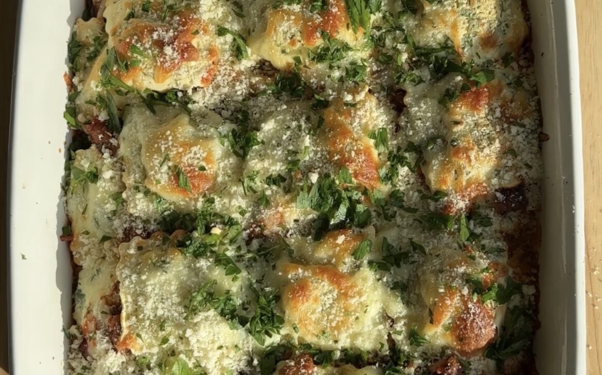 Italian Sausage Ravioli Bake